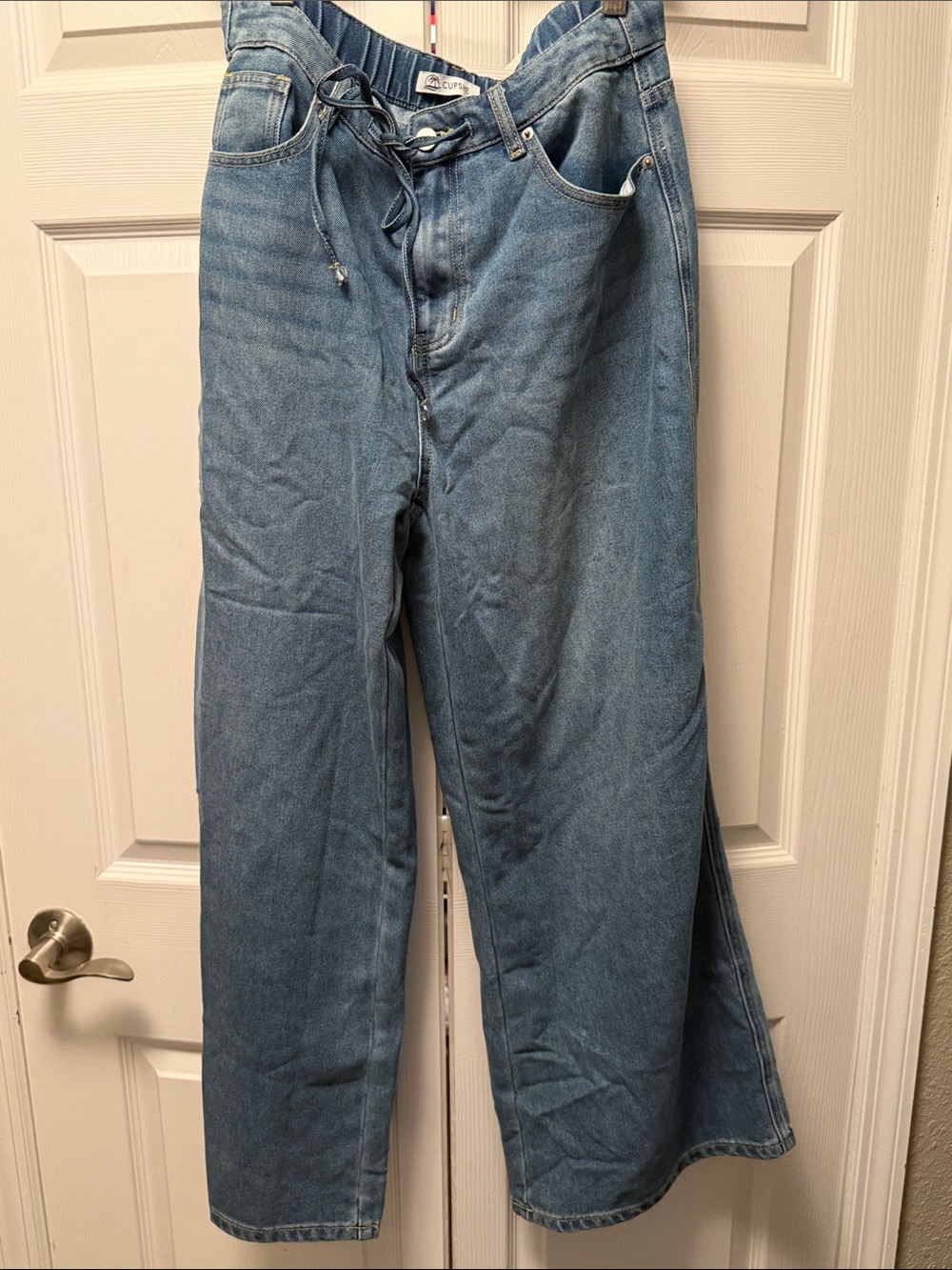 Cupshe Light Blue High-Rise Flared Jeans